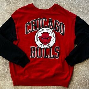 NBA Chicago Bulls Red and Black Crewneck Sweater